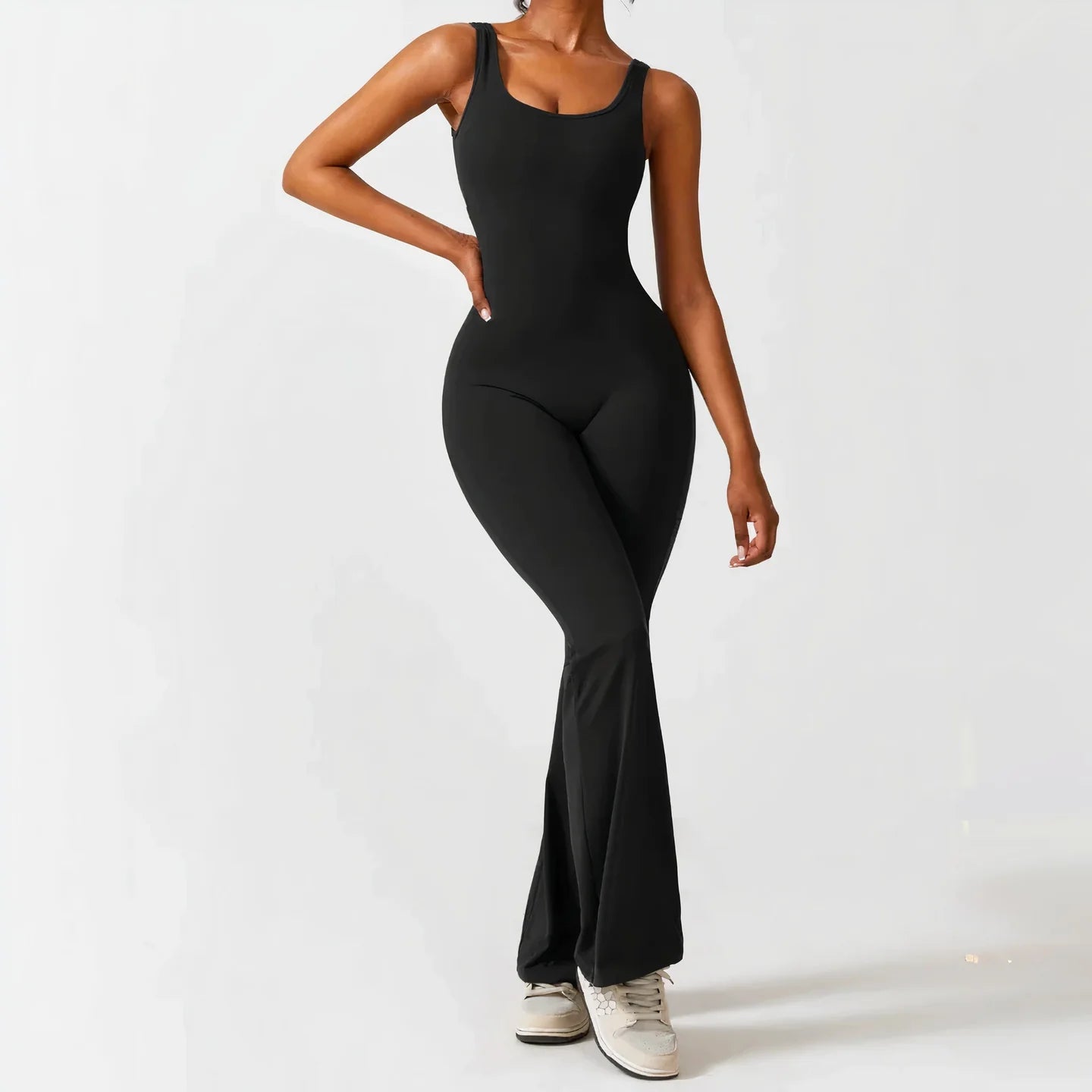 V Back Flared Jumpsuit