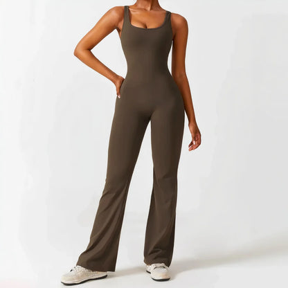 V Back Flared Jumpsuit