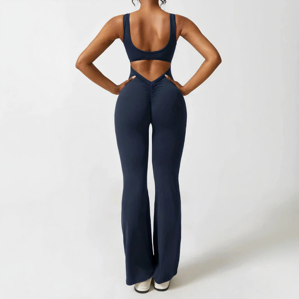 V Back Flared Jumpsuit