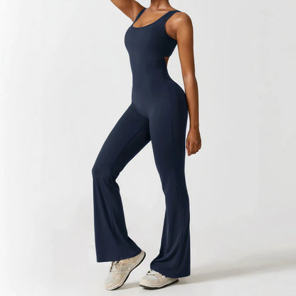 V Back Flared Jumpsuit