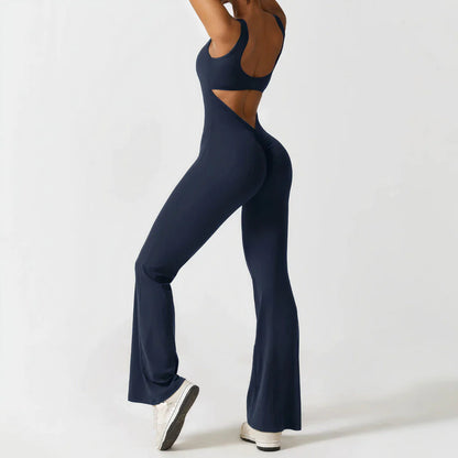 V Back Flared Jumpsuit